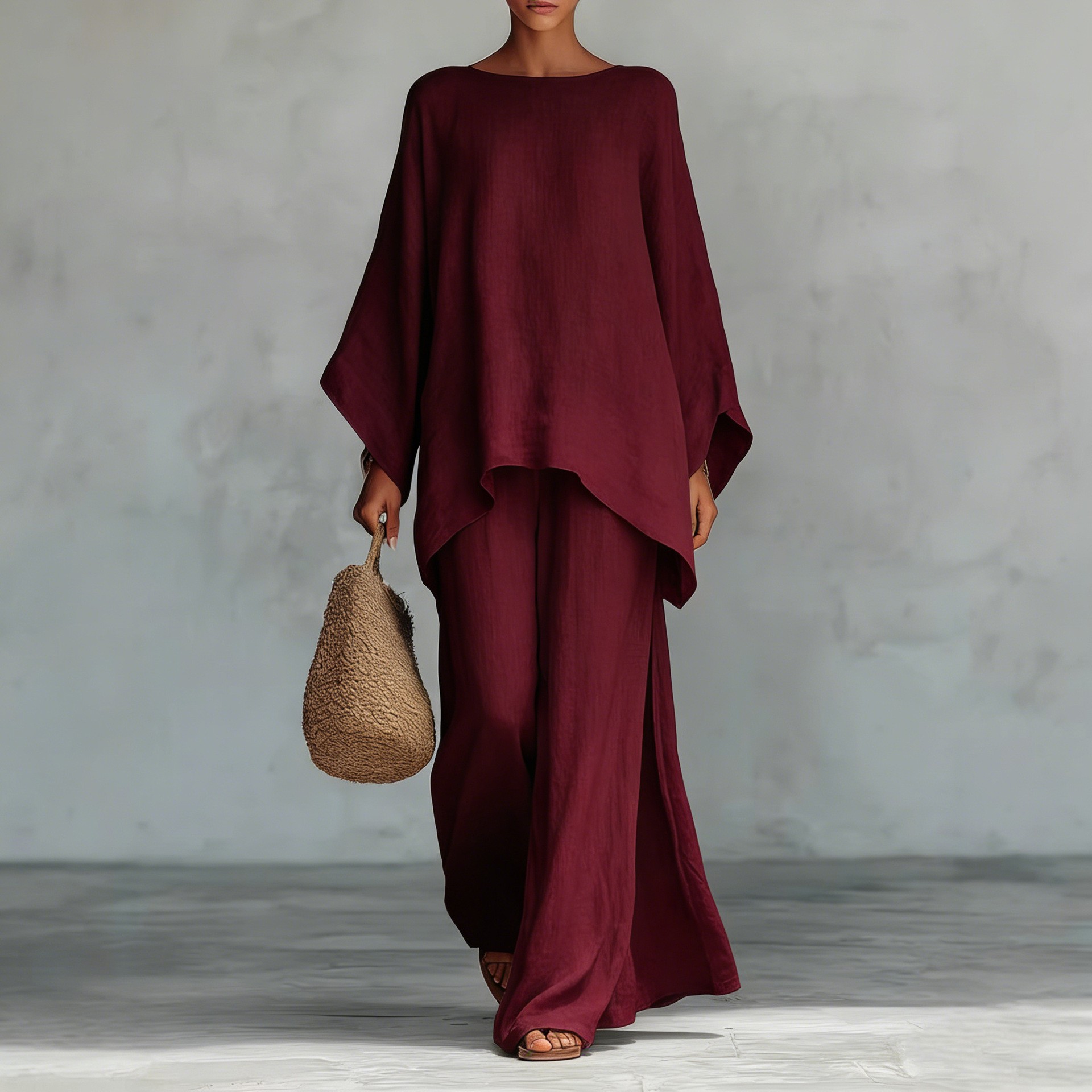Linen Pant Wide - Model Baru Eropa dan Amerika 2026: