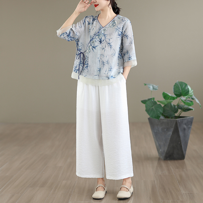 Setelan Fashion Kasual Gaya Re - Linen Pant Wide ulasan dan harga