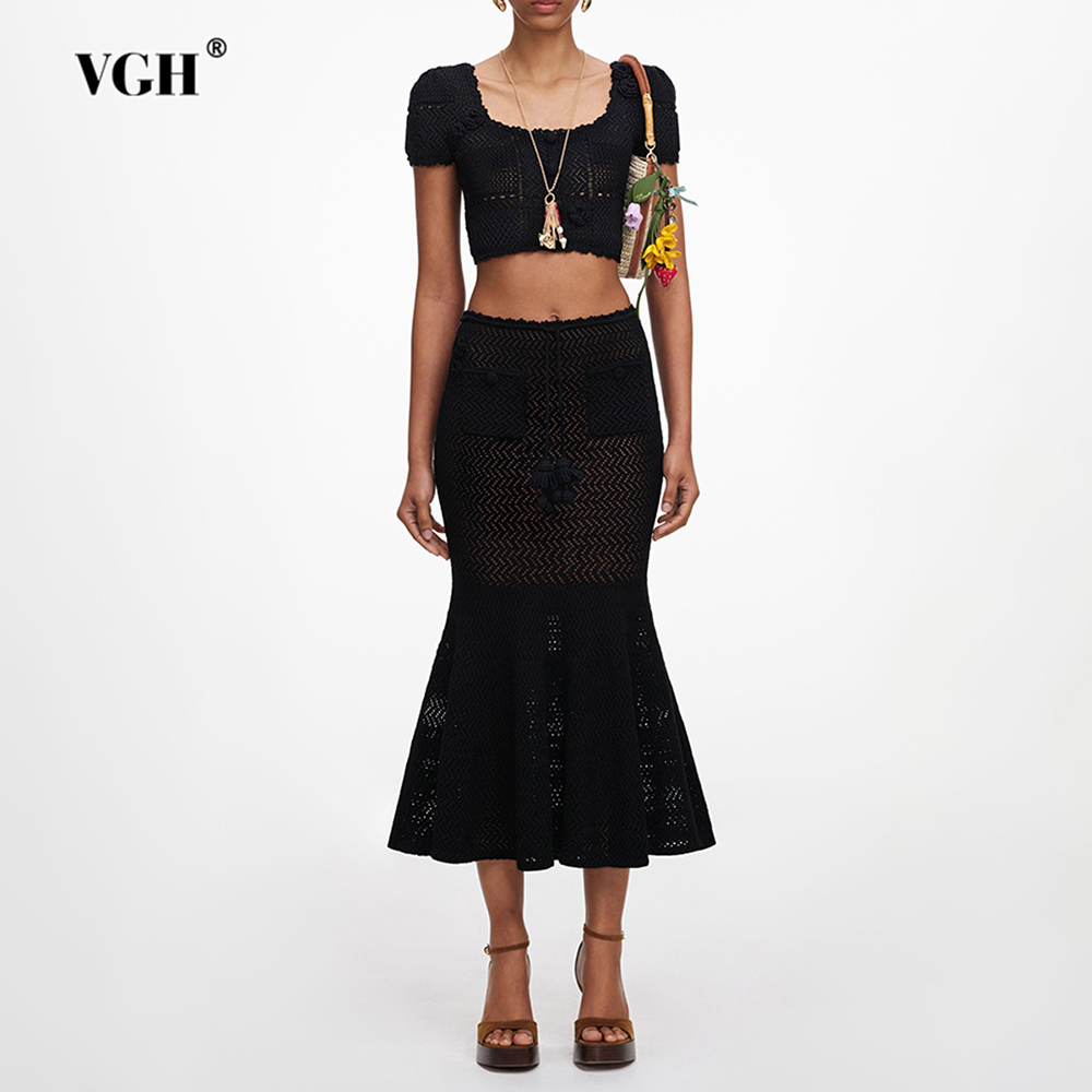 VGH Set Dua Potong Rajutan Ber - Crop Top Crochet ulasan dan harga