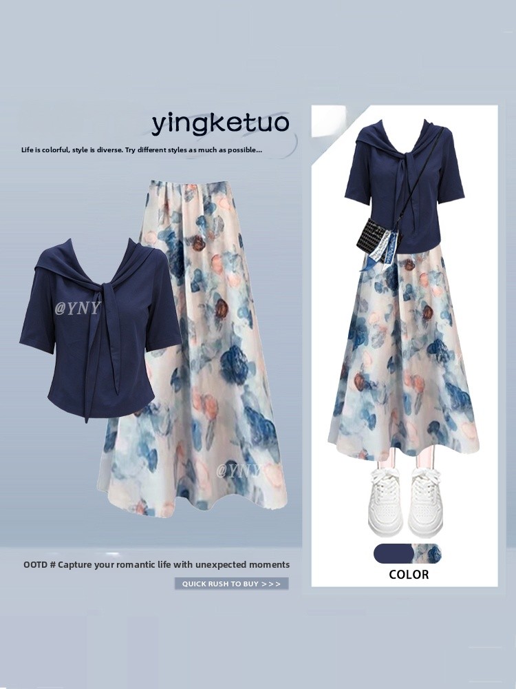Set Fashion Musim Panas Wanita - Midi Skirt Floral ulasan dan harga