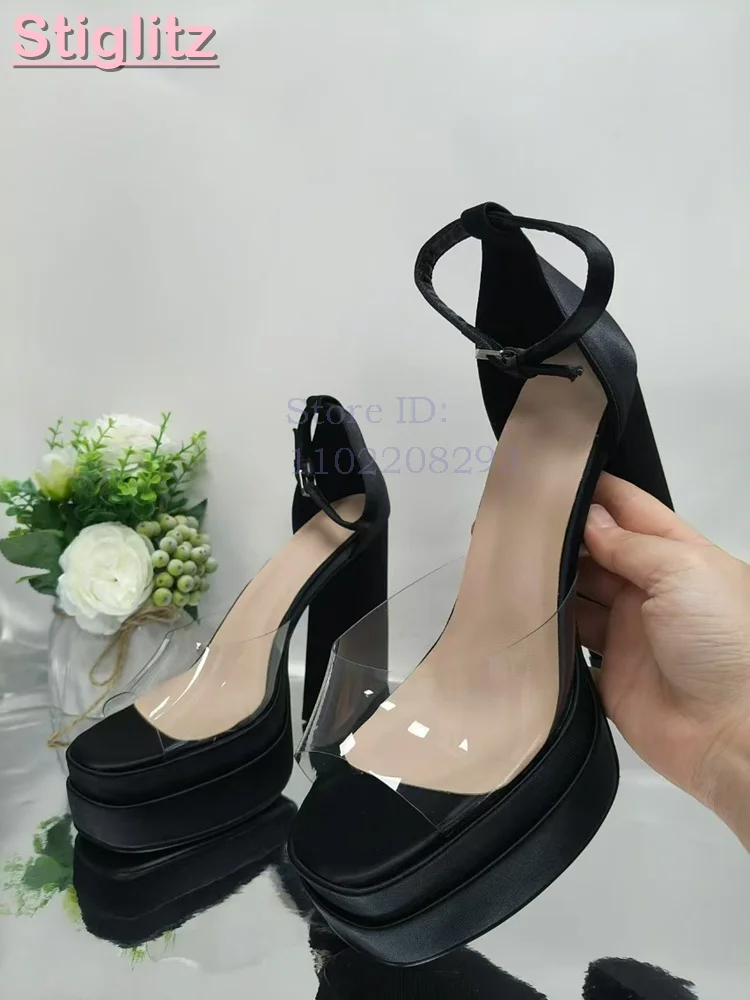 Sandal Hak Tinggi Tebal Satin  - Sandal Strappy Heeled ulasan dan harga