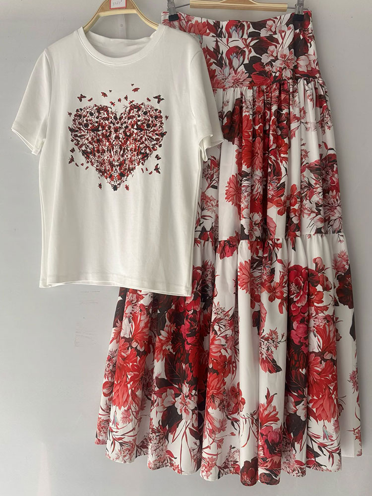 Set Musim Panas Wanita Terbaru - Midi Skirt Floral ulasan dan harga