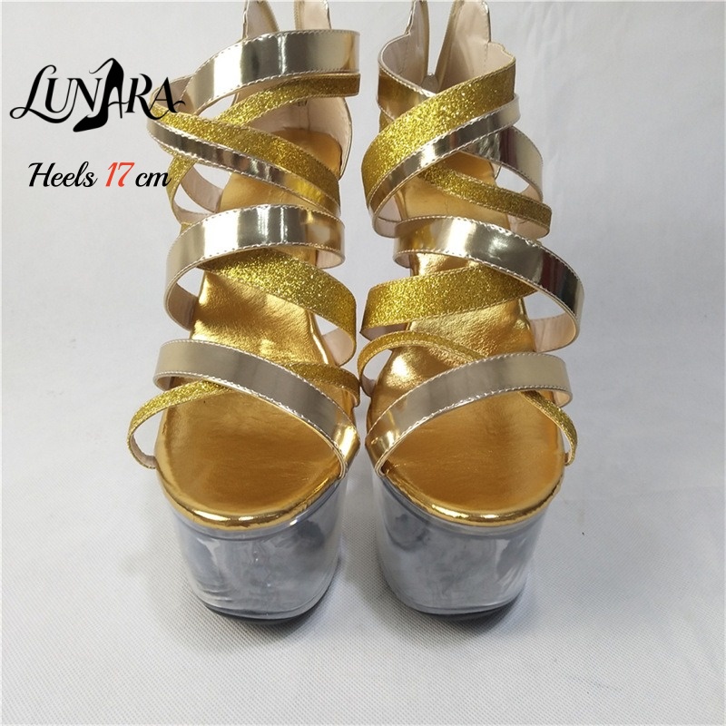 Sandal Stiletto Platform Emas  - Sandal Strappy Heeled ulasan dan harga