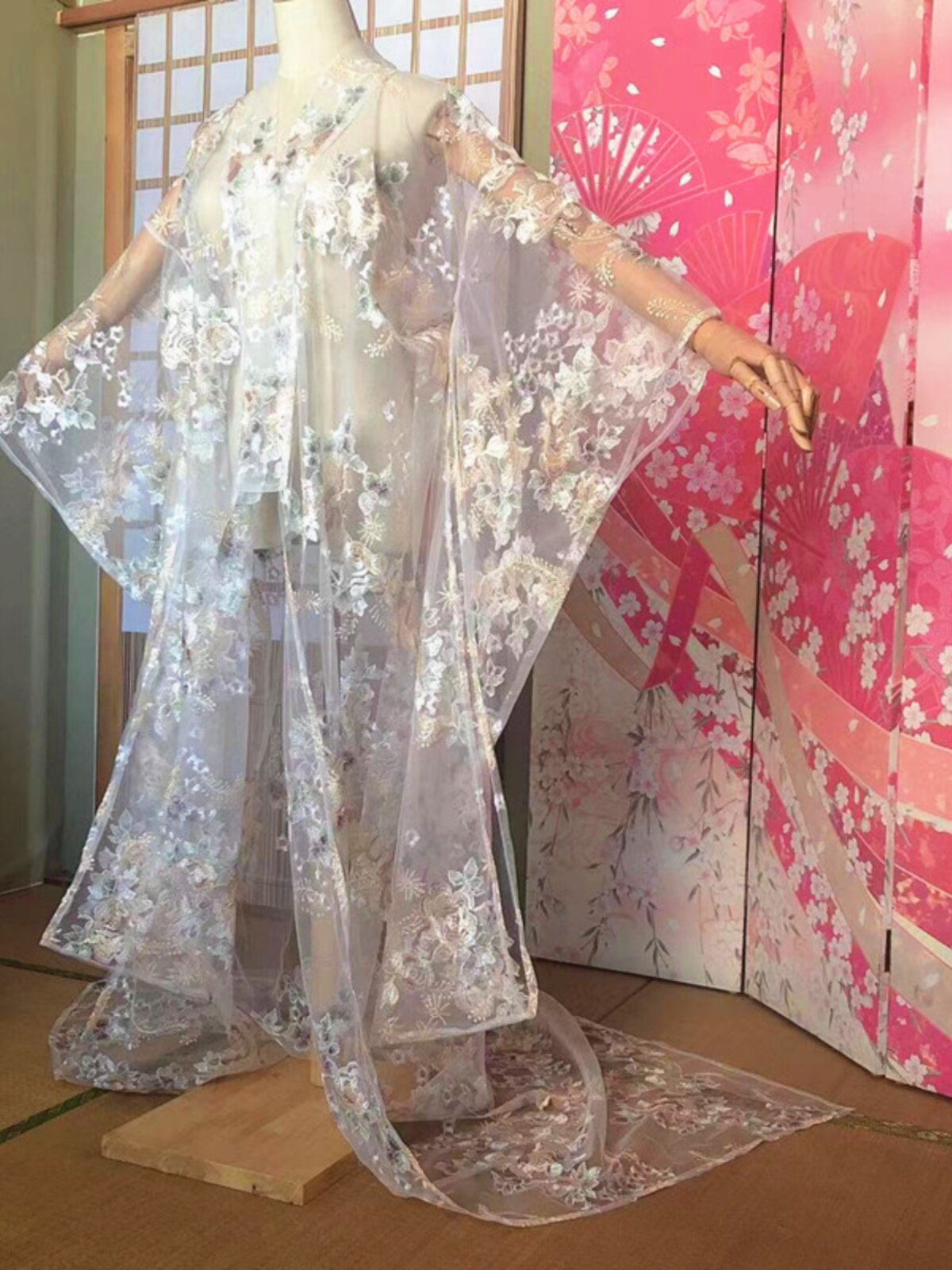 Kimono Bordir Bunga Transparan - Kimono Sheer Floral ulasan dan harga