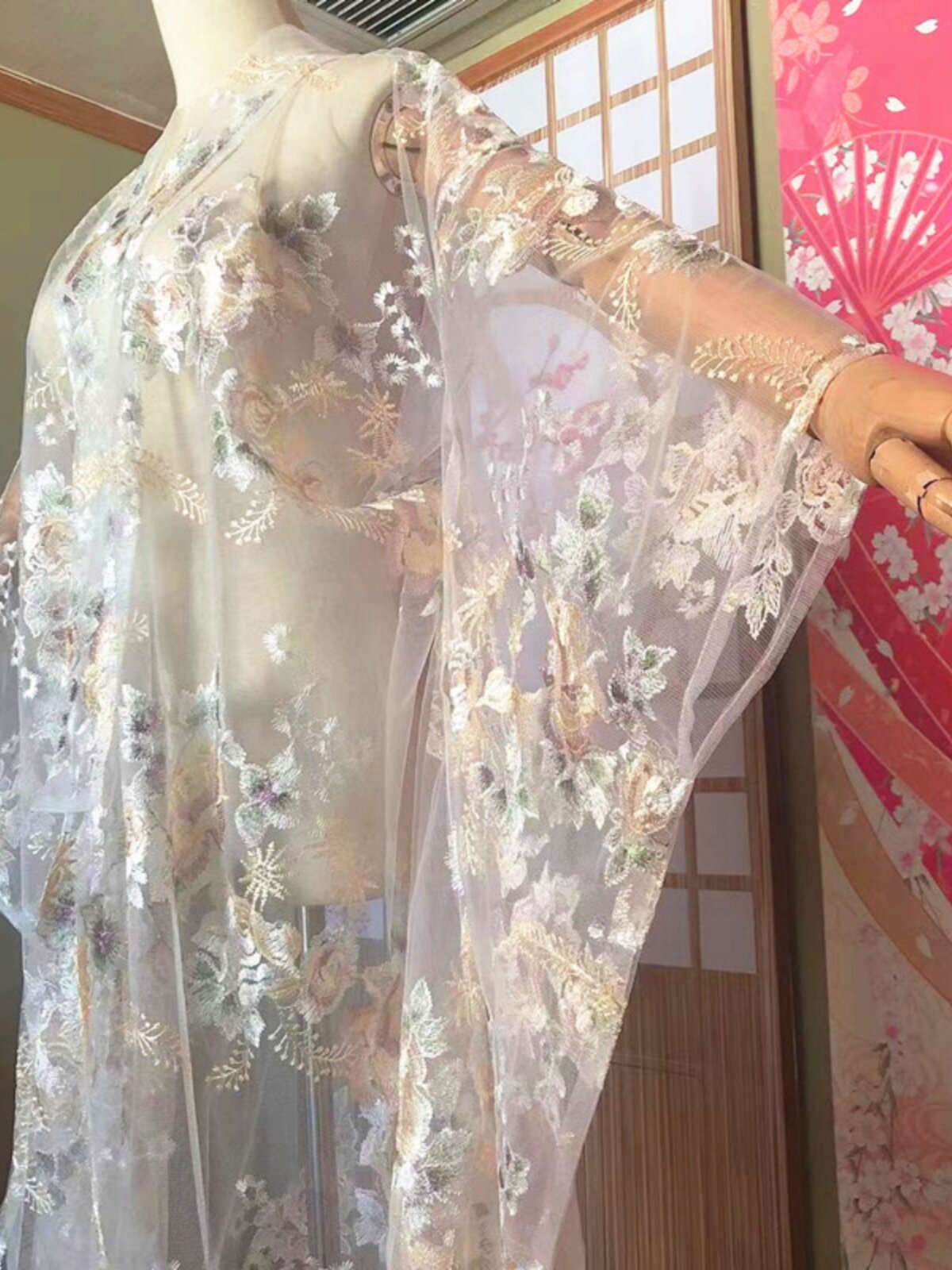 Kimono Bordir Bunga Transparan - Kimono Sheer Floral ulasan dan harga