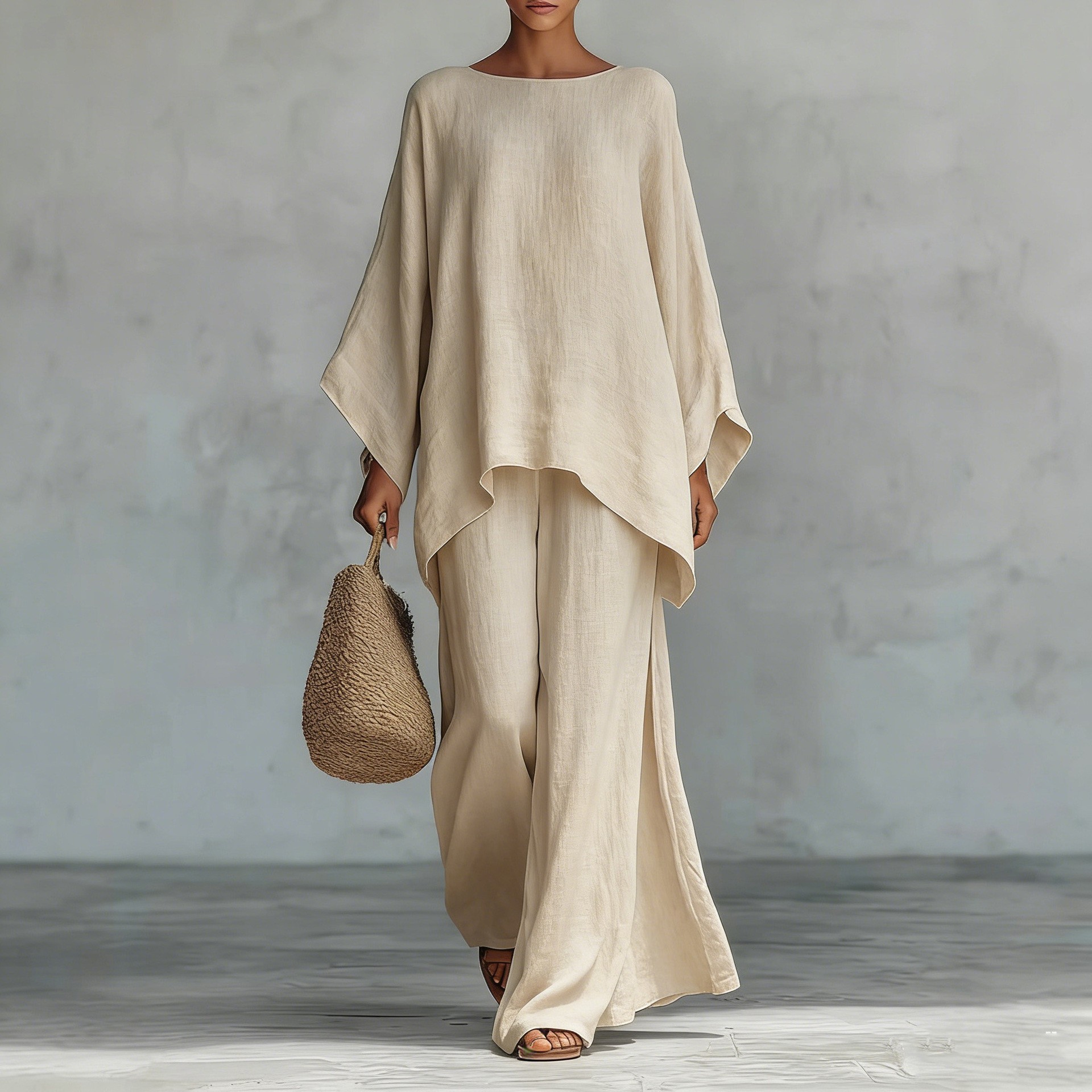 Model Baru Eropa dan Amerika 2 - Linen Pant Wide ulasan dan harga
