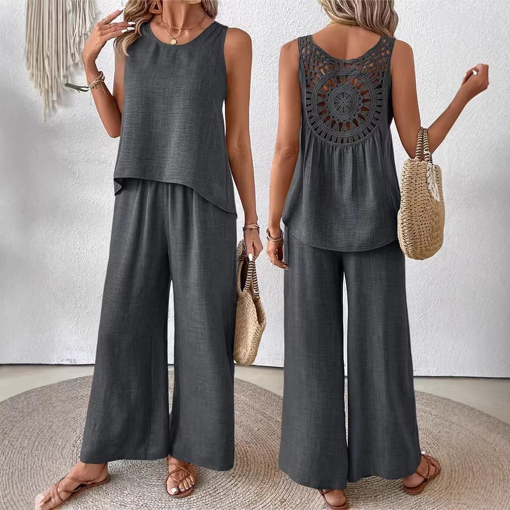 Setelan Celana Wanita Dua Poto - Linen Pant Wide ulasan dan harga