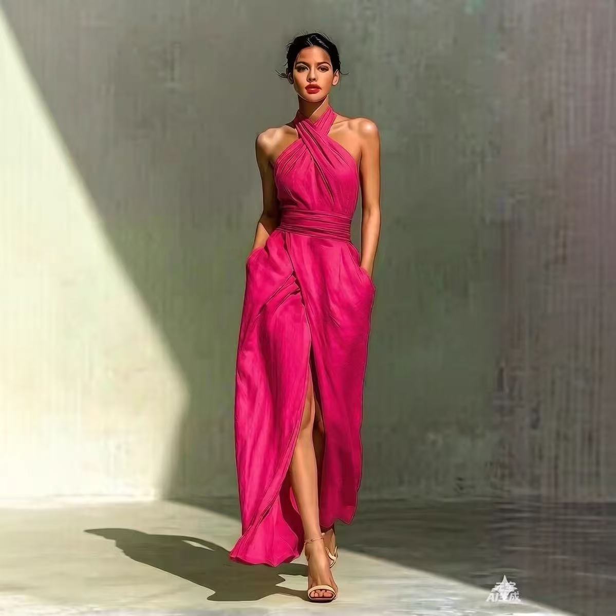 Gaun panjang bergaya boho deng - Maxi Dress Halter ulasan dan harga