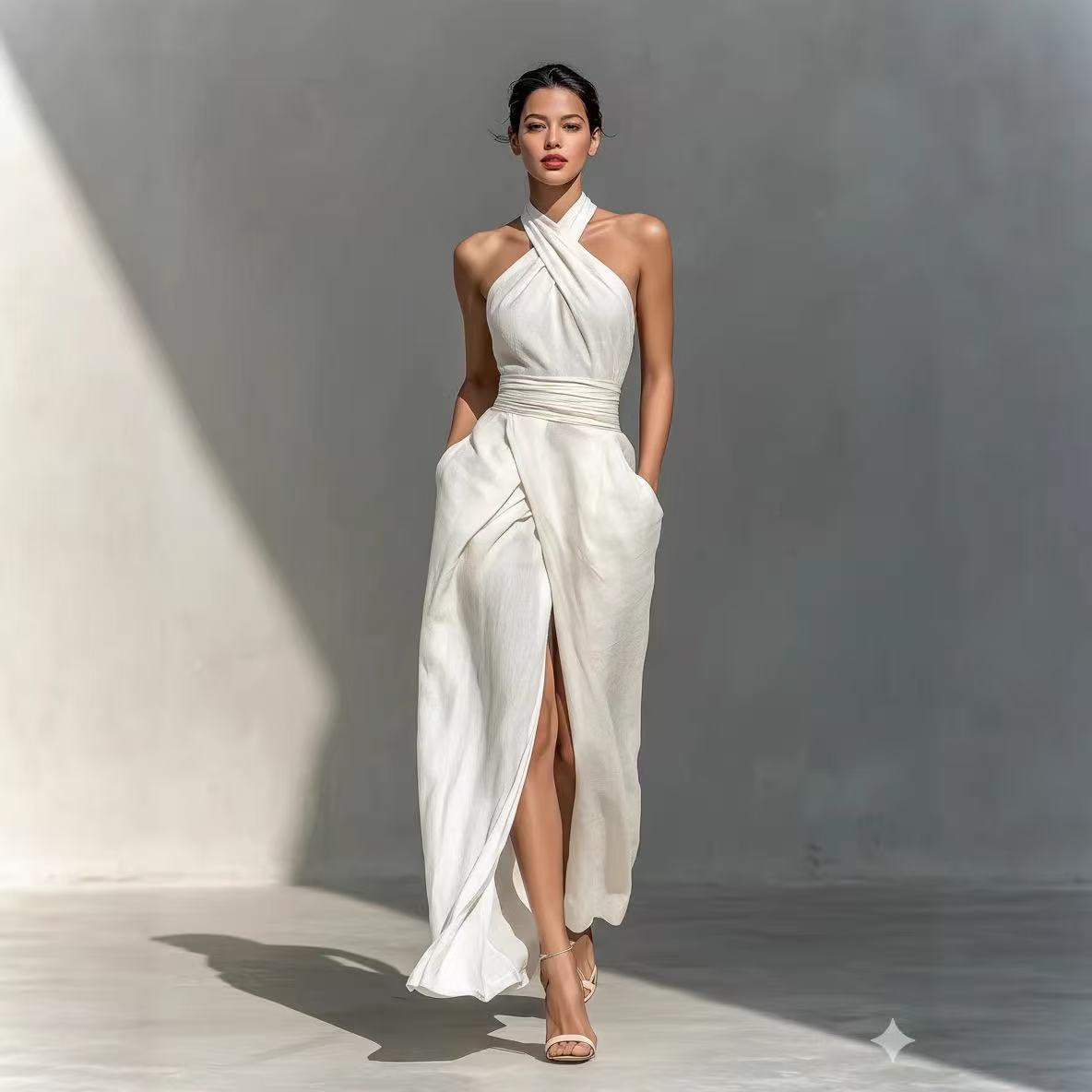 Gaun panjang bergaya boho deng - Maxi Dress Halter ulasan dan harga