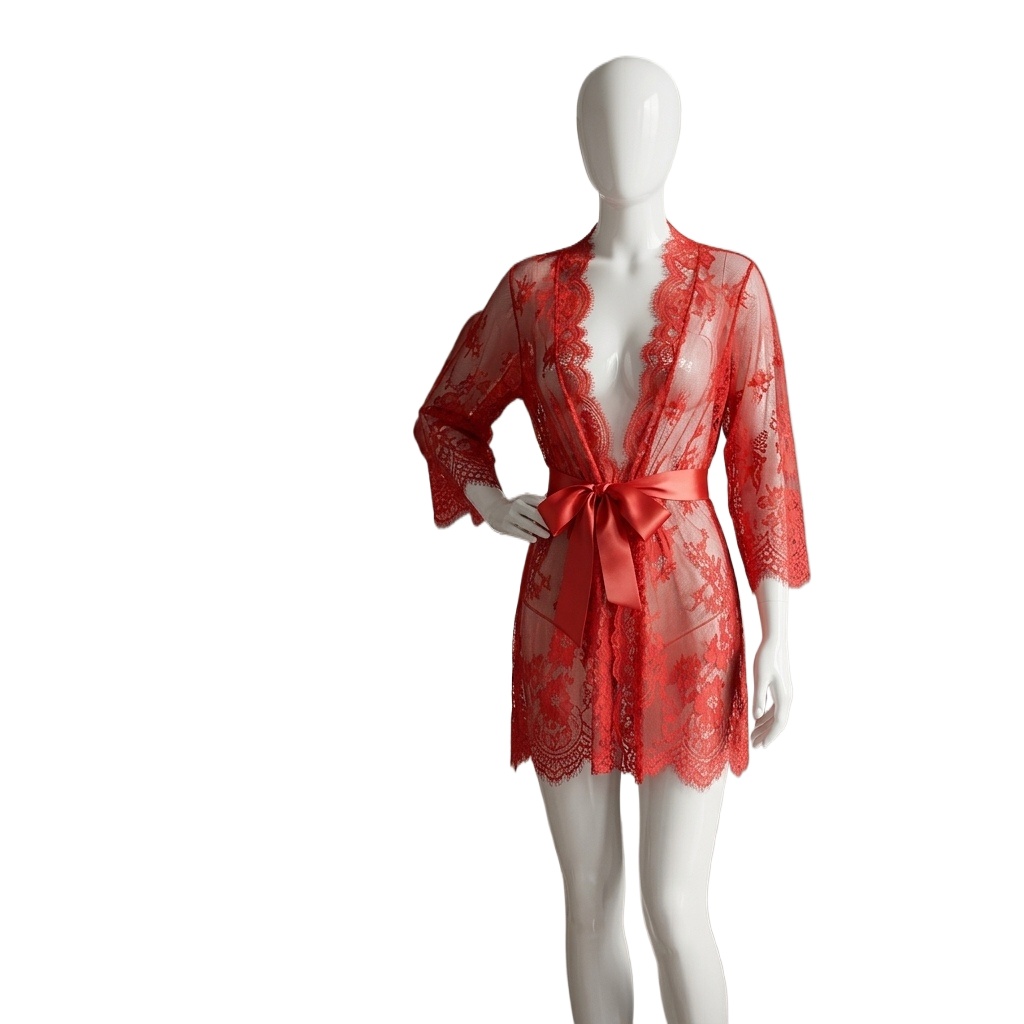 Gaun tidur wanita berbahan ren - Kimono Sheer Floral ulasan dan harga
