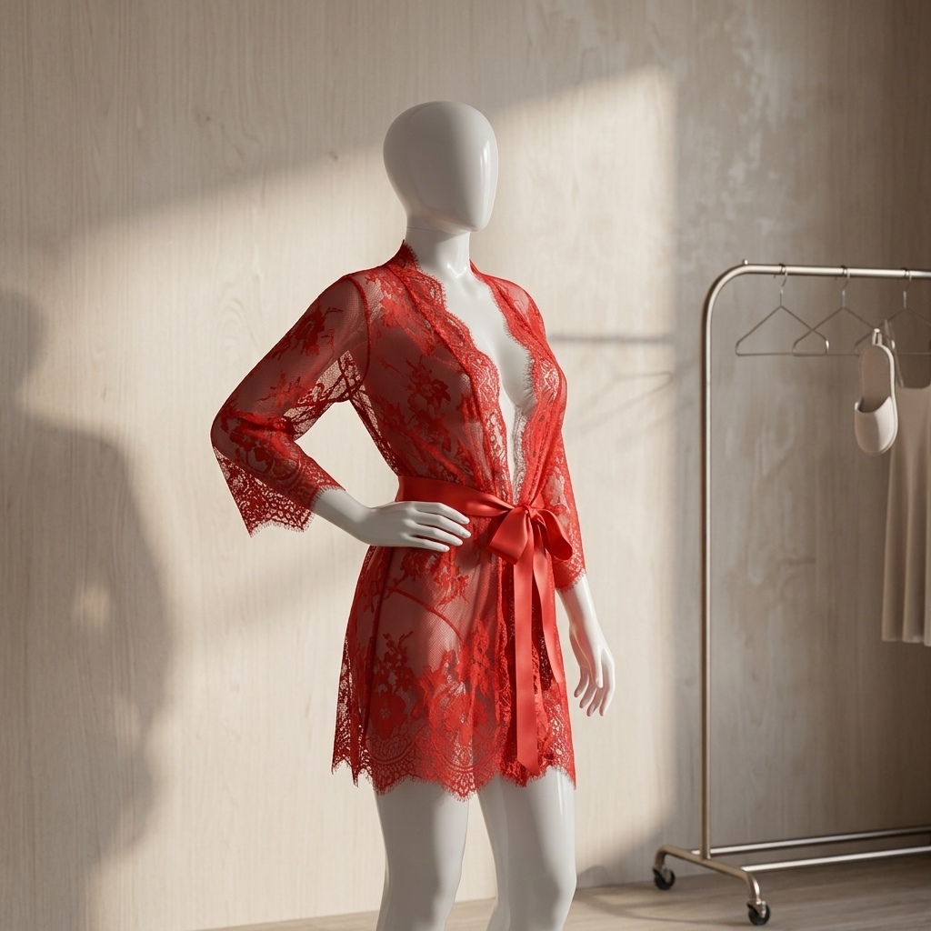 Gaun tidur wanita berbahan ren - Kimono Sheer Floral ulasan dan harga