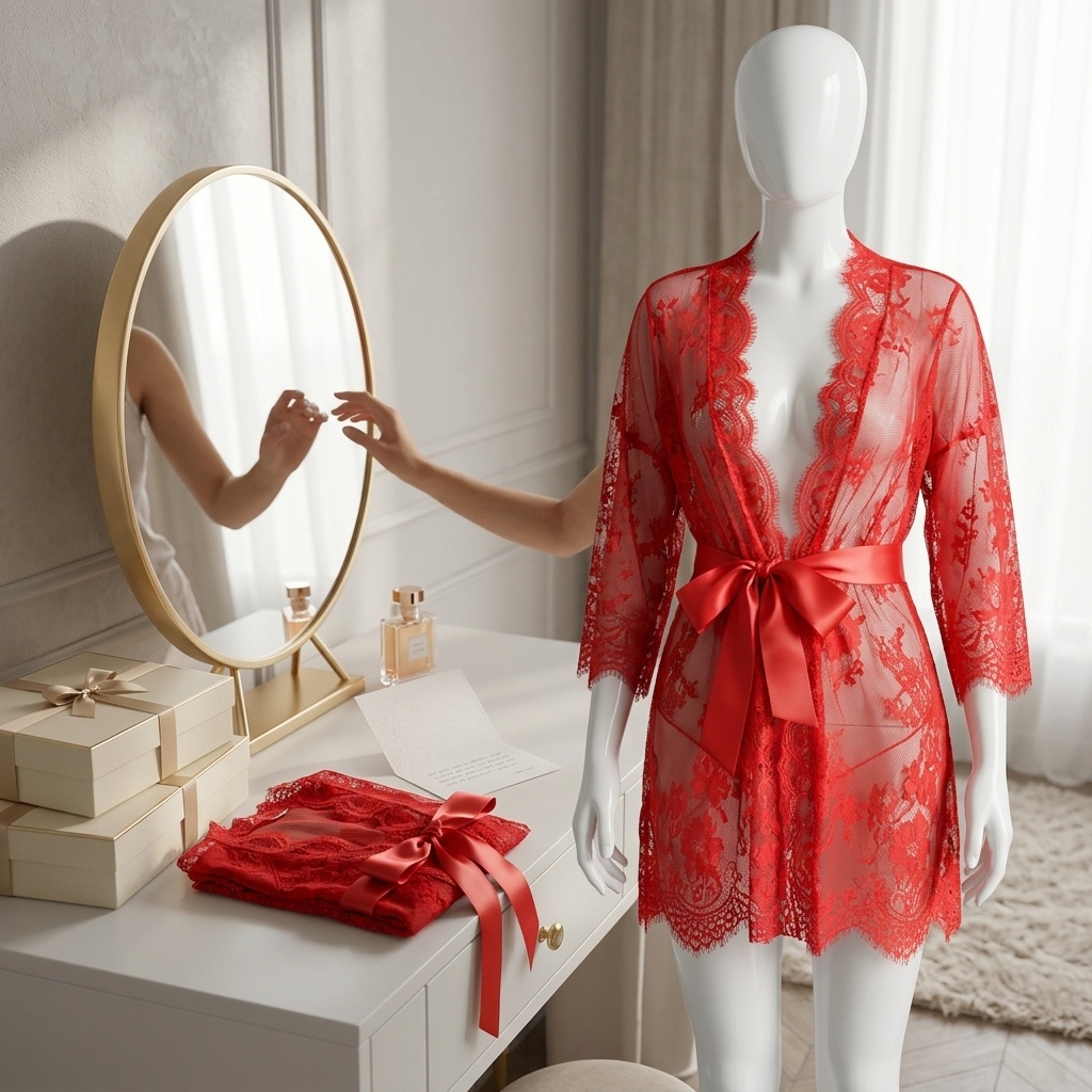 Gaun tidur wanita berbahan ren - Kimono Sheer Floral ulasan dan harga