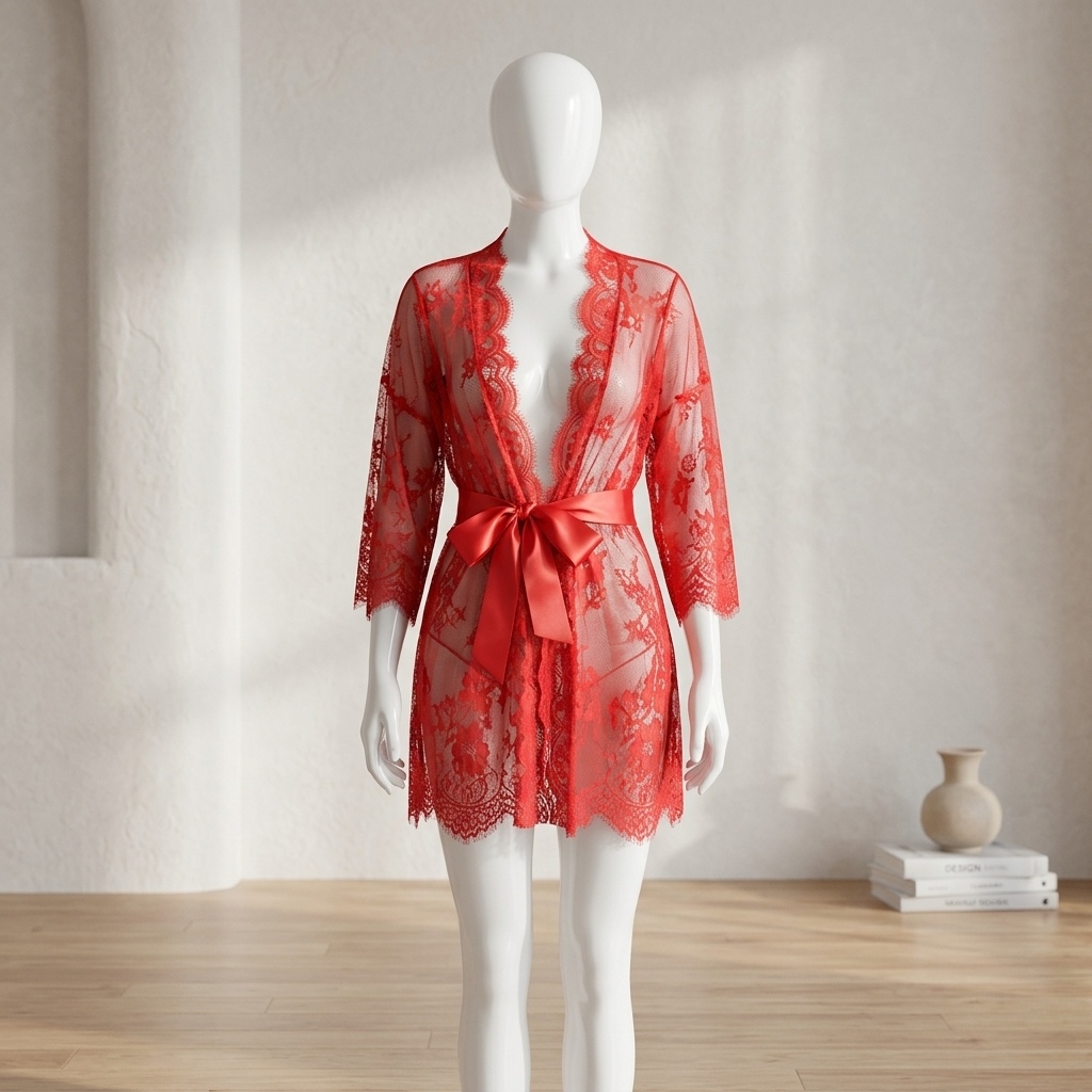 Gaun tidur wanita berbahan ren - Kimono Sheer Floral ulasan dan harga