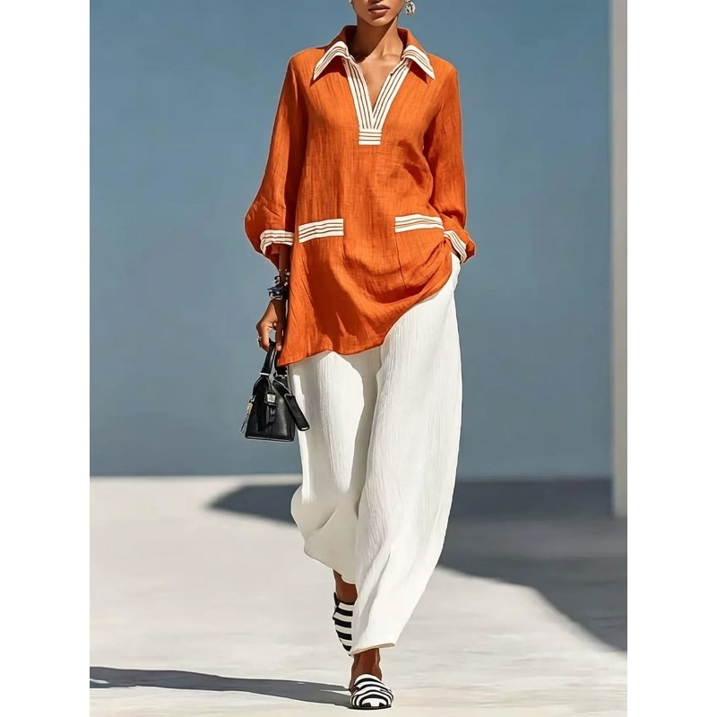 Setelan Baju Wanita Musim Pana - Linen Pant Wide ulasan dan harga